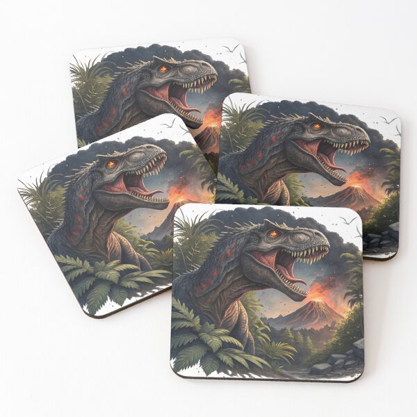 Item preview, Fierce T-Rex Jungle Eruption Premium Dinosaur Graphic T-Shirt Design designed and sold by Studio Atharv.