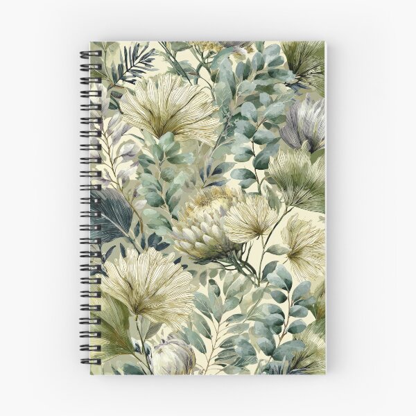 Item preview, Sage & Eucalyptus Botanical Pattern – Protea Floral Watercolor Art Print designed and sold by EG Creativity Art.