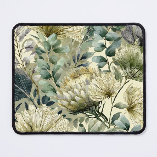 Item preview, Sage & Eucalyptus Botanical Pattern – Protea Floral Watercolor Art Print designed and sold by EG Creativity Art.
