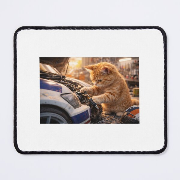 Item preview, Focused Cat Mechanic – Silent Grind designed and sold by LovelyCatGalaxy.