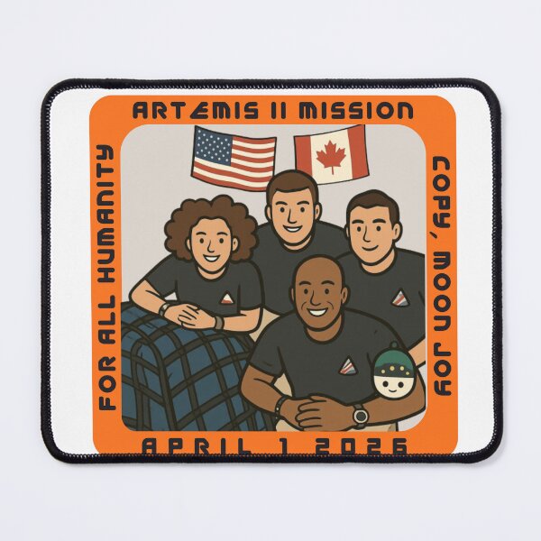 Item preview, Moon Mascot Rise Art – Artemis II Astronauts & Orion Mission designed and sold by Niji Hibana.