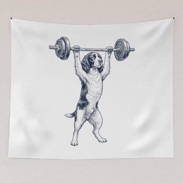 Item preview, Vintage English Springer Spaniel Weightlifting Deadlift Gym Dog Lover designed and sold by DoodleTortle.