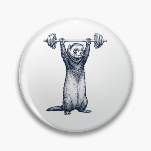 Aperçu de l'œuvre Furet vintage, haltérophilie, soulevé de terre, salle de sport, amoureux des animaux créée et vendue par DoodleTortle.