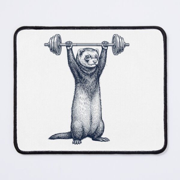 Aperçu de l'œuvre Furet vintage, haltérophilie, soulevé de terre, salle de sport, amoureux des animaux créée et vendue par DoodleTortle.