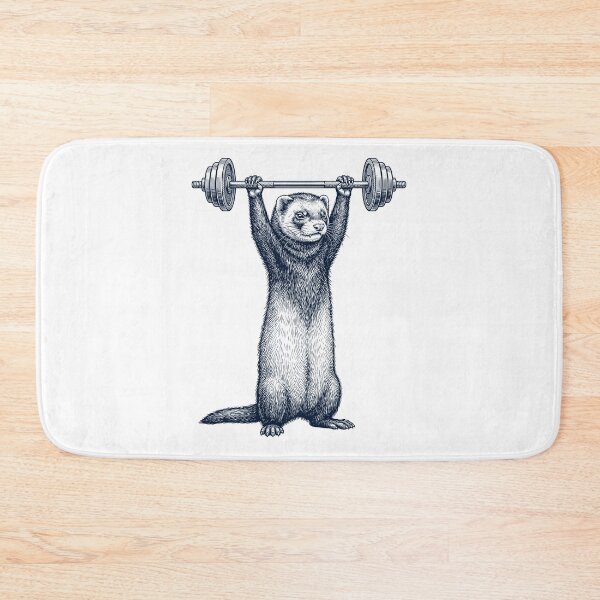 Aperçu de l'œuvre Furet vintage, haltérophilie, soulevé de terre, salle de sport, amoureux des animaux créée et vendue par DoodleTortle.