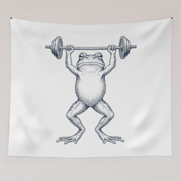 Item preview, Vintage Frog Weightlifting Deadlift Gym Animal Lover designed and sold by DoodleTortle.