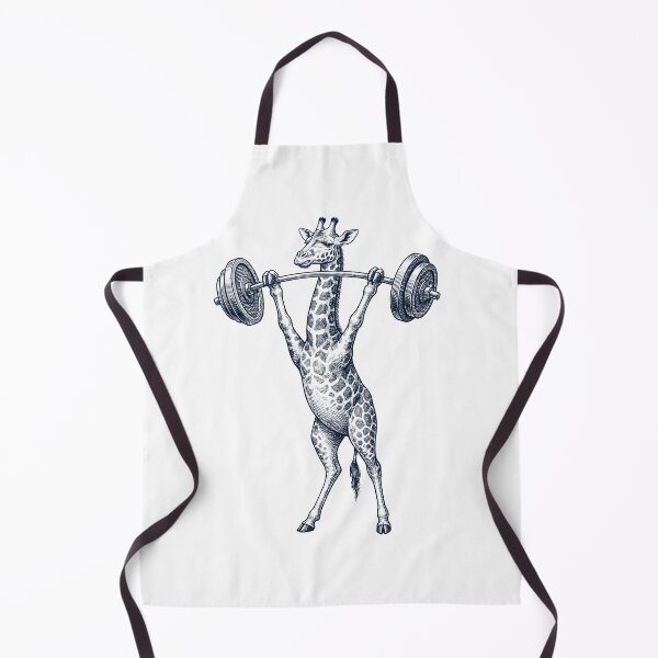 Aperçu de l'œuvre Girafe vintage, haltérophilie, soulevé de terre, salle de sport, amoureux des animaux créée et vendue par DoodleTortle.