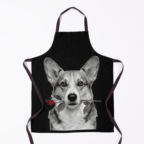 Item preview, Corgi Dog with Rose Vintage Black and White designed and sold by FiscalFashions.
