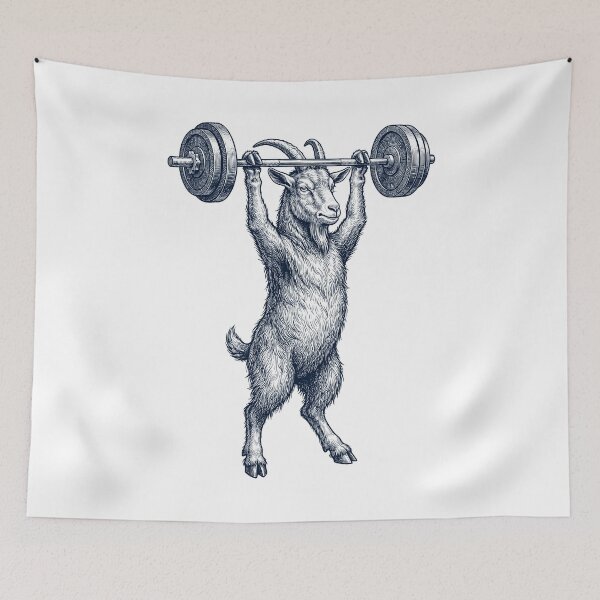 Item preview, Vintage Goat Weightlifting Deadlift Gym Animal Lover designed and sold by DoodleTortle.