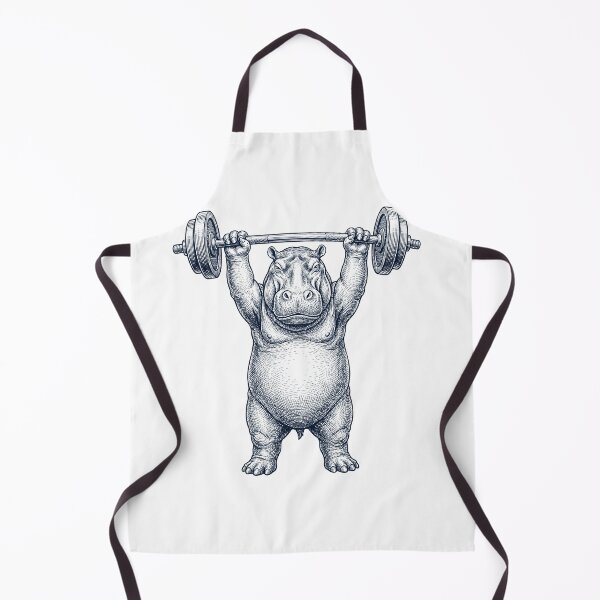 Aperçu de l'œuvre Hippopotame vintage, haltérophilie, soulevé de terre, salle de sport, amoureux des animaux créée et vendue par DoodleTortle.