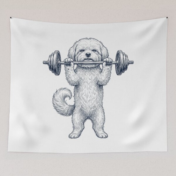 Item preview, Vintage Maltese Weightlifting Deadlift Gym Dog Lover designed and sold by DoodleTortle.