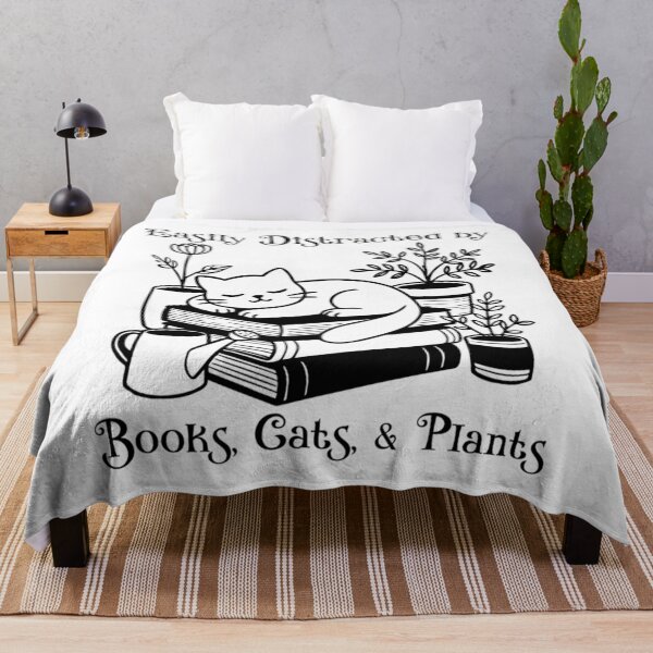 Item preview, Easily Distracted By Books Cats  Plants designed and sold by NosuriHanArt.