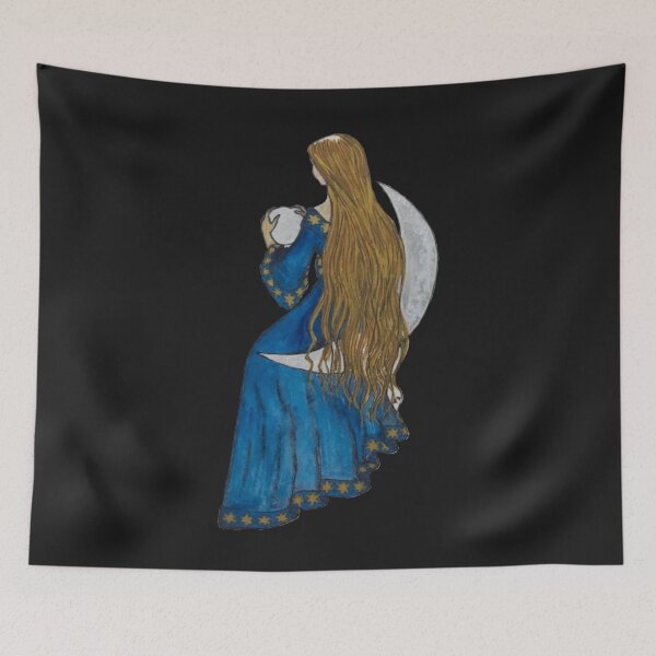 Item preview, Goddess Selena resting on a crescent moon designed and sold by creaphyl28.