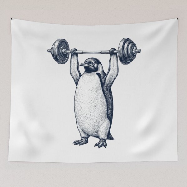 Artikelvorschau, Vintage Pinguin Gewichtheben Kreuzheben Fitnessstudio Tierliebhaber entworfen und verkauft von DoodleTortle.