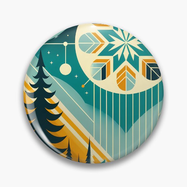 Item preview, Geometric Winter Moon and Snowflake Landscape designed and sold by InkSmithery.