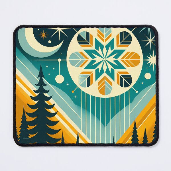 Item preview, Geometric Winter Moon and Snowflake Landscape designed and sold by InkSmithery.