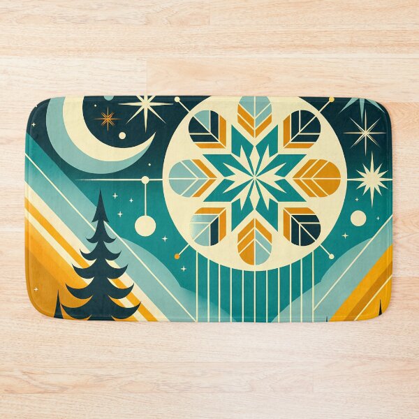 Item preview, Geometric Winter Moon and Snowflake Landscape designed and sold by InkSmithery.