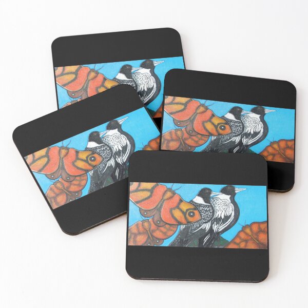 Item preview, Magpie birds and Butterflies designed and sold by amanda metalcat dodds.