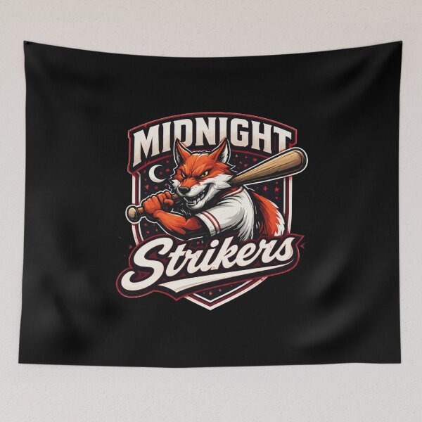 Item preview, Midnight Strikers Fox Baseball Mascot Logo – Vintage Sports Style Graphic Tee designed and sold by CosmicSplendor.