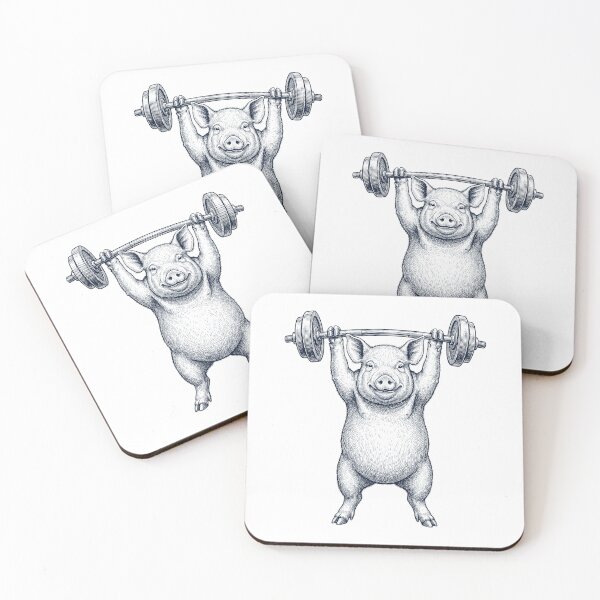 Artikelvorschau, Vintage-Schwein beim Gewichtheben, Kreuzheben, Fitnessstudio, Tierliebhaber entworfen und verkauft von DoodleTortle.