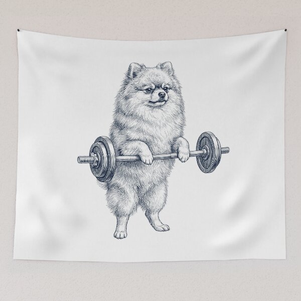 Item preview, Vintage Pomeranian Weightlifting Deadlift Gym Dog Lover designed and sold by DoodleTortle.