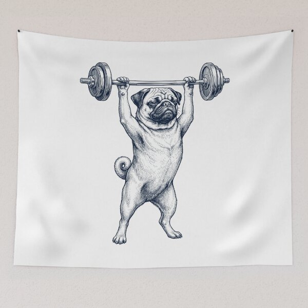 Item preview, Vintage Pug Weightlifting Deadlift Gym Dog Lover designed and sold by DoodleTortle.