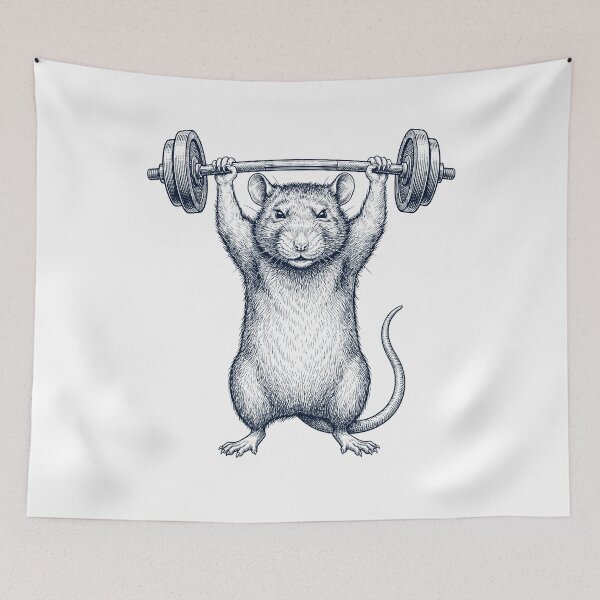 Artikelvorschau, Vintage-Ratte beim Gewichtheben, Kreuzheben, Fitnessstudio, Tierliebhaber entworfen und verkauft von DoodleTortle.