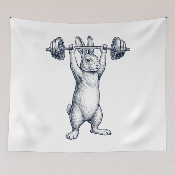 Artikelvorschau, Vintage-Kaninchen-Gewichtheben-Kreuzheben-Fitnessstudio-Tierliebhaber entworfen und verkauft von DoodleTortle.