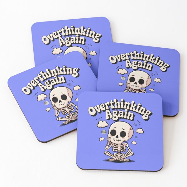 Item preview, Overthinking Again Cute Skeleton T-Shirt | Anxiety Mood Funny Skeleton Graphic Tee designed and sold by Raw Tigers.
