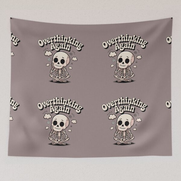 Item preview, Overthinking Again Cute Skeleton T-Shirt | Anxiety Mood Funny Skeleton Graphic Tee designed and sold by Raw Tigers.