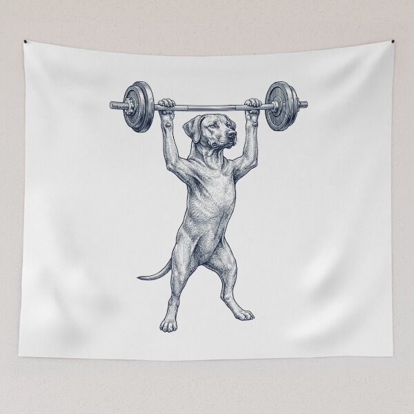 Item preview, Vintage Rhodesian Ridgeback Weightlifting Deadlift Gym Dog Lover designed and sold by DoodleTortle.