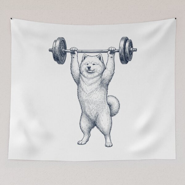 Item preview, Vintage Samoyed Weightlifting Deadlift Gym Dog Lover designed and sold by DoodleTortle.