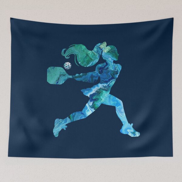 Item preview, Abstract Marble Pickleball Player - Turquoise Fluid Art Silhouette designed and sold by Wennebabs.