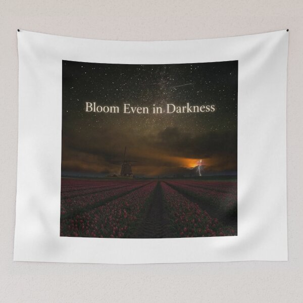 Item preview, Bloom Even in Darkness – Motivational Night Sky & Flower Field Aesthetic designed and sold by RushVibeWear.