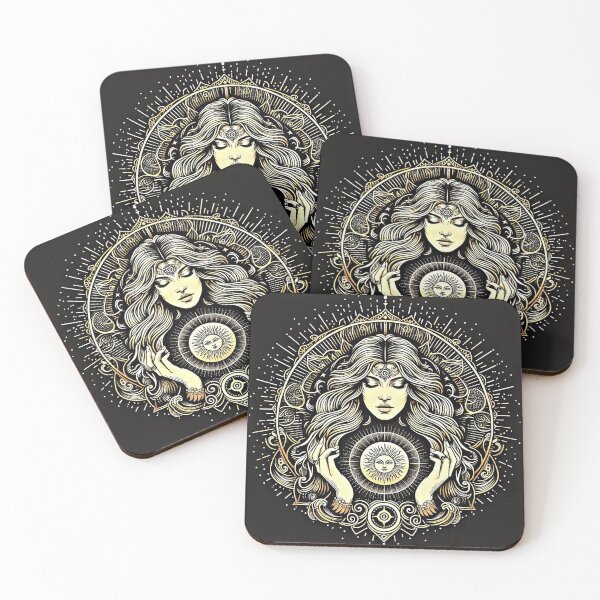 Item preview, Solar Goddess Emblem – Sacred Feminine Talisman in Gold Line Art designed and sold by Roberta Calabrese.