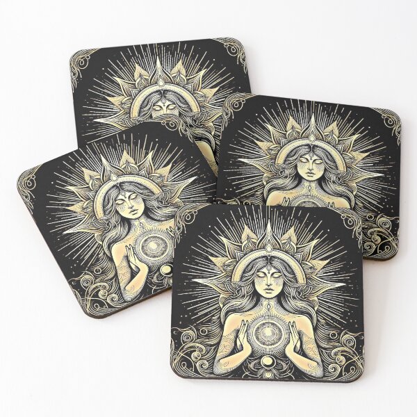 Item preview, Solar Goddess Emblem – Sacred Feminine Talisman in Gold Line Art designed and sold by Roberta Calabrese.