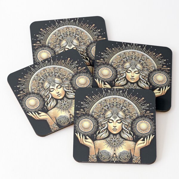 Item preview, Solar Goddess Emblem – Sacred Feminine Talisman in Gold Line Art designed and sold by Roberta Calabrese.