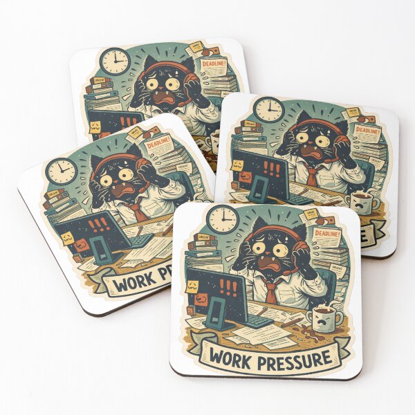 Item preview, Funny Work Pressure Cat Office Stress Meme Sticker designed and sold by ZenvyraLab.