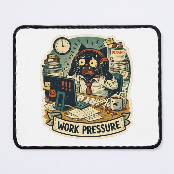 Item preview, Funny Work Pressure Cat Office Stress Meme Sticker designed and sold by ZenvyraLab.