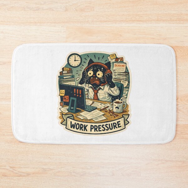 Item preview, Funny Work Pressure Cat Office Stress Meme Sticker designed and sold by ZenvyraLab.