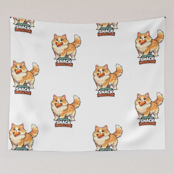 Item preview, Certified Snack Inspector – Funny Fluffy Cat Sticker designed and sold by Bettybee00.