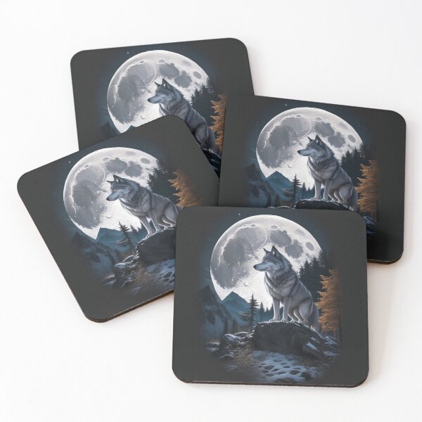 Item preview, Mystic Wolf Under Full Moon – Night Forest Aesthetic Art designed and sold by TataGra.