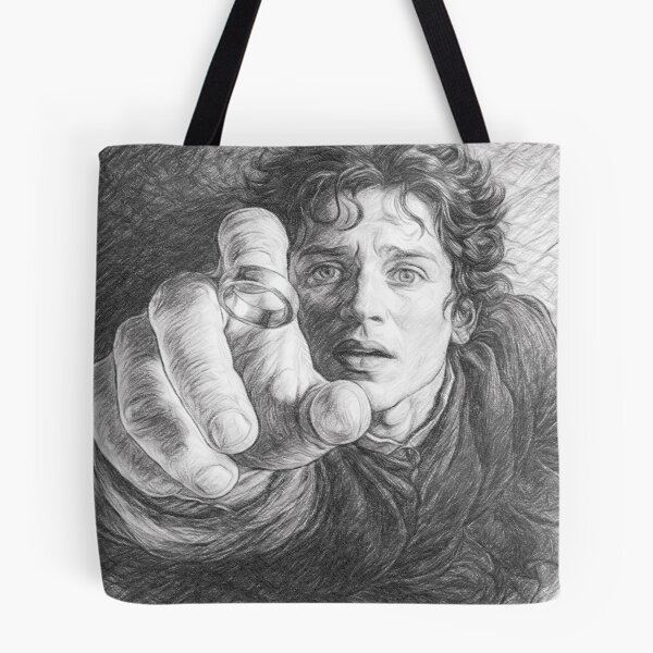Artikelvorschau, Schwarz-Weiß-Bleistiftskizze eines Fantasy-Ringträgers – Charakterzeichnung inspiriert von einem epischen Abenteuer entworfen und verkauft von Leon Woods Pencil Art.
