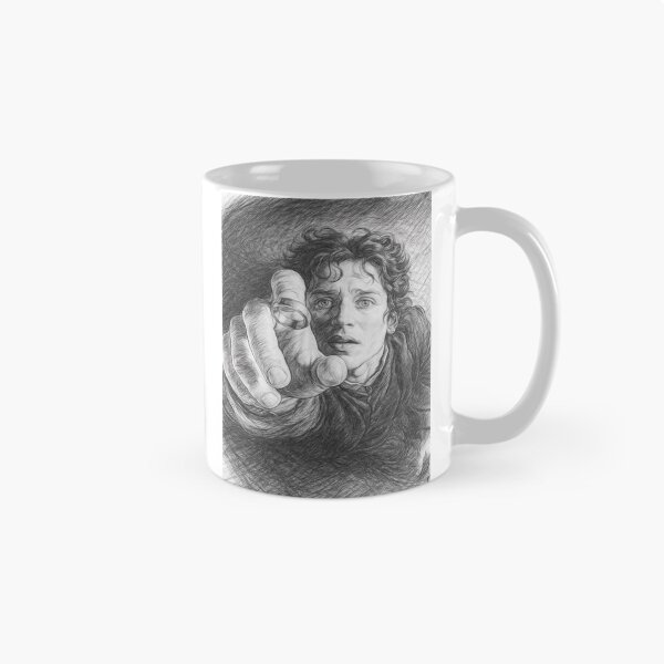 Artikelvorschau, Schwarz-Weiß-Bleistiftskizze eines Fantasy-Ringträgers – Charakterzeichnung inspiriert von einem epischen Abenteuer entworfen und verkauft von Leon Woods Pencil Art.