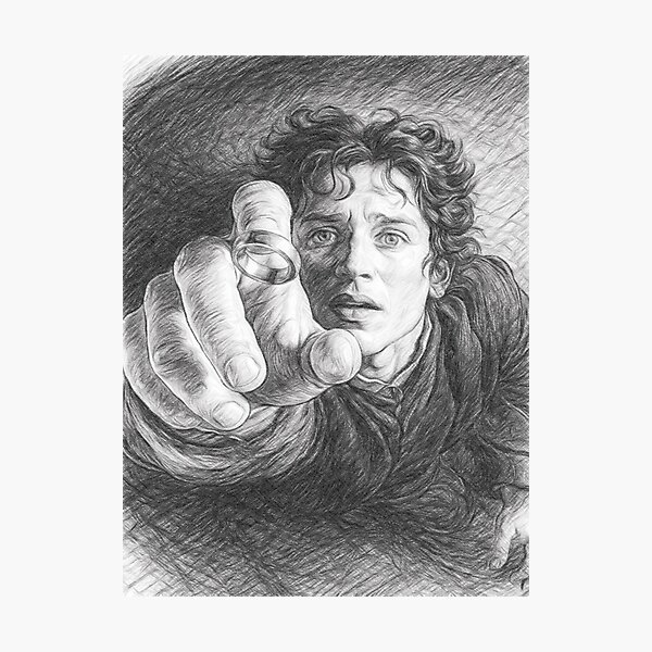 Item preview, Black and White Pencil Sketch Portrait of Fantasy Ring Bearer – Epic Adventure Inspired Character Art designed and sold by Leon Woods Pencil Art.