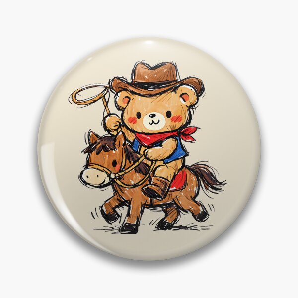 Item preview, Cute Hand Drawn Cowboy Teddy Bear Riding Horse With Lasso Kid Design designed and sold by GogaVibeRe.