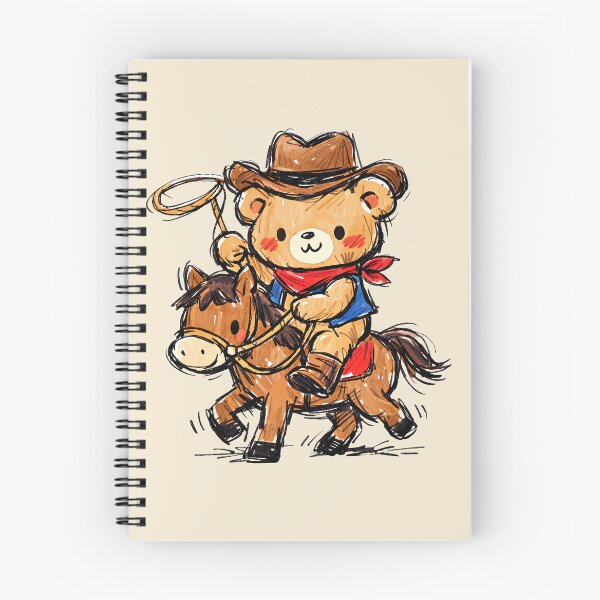 Item preview, Cute Hand Drawn Cowboy Teddy Bear Riding Horse With Lasso Kid Design designed and sold by GogaVibeRe.