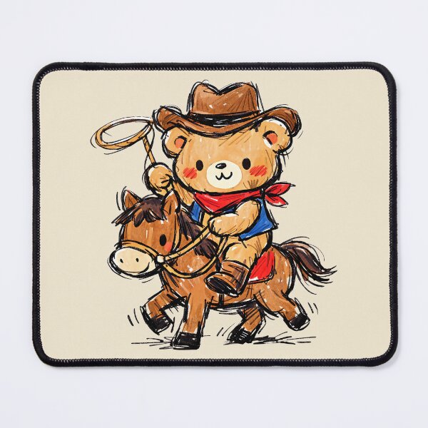 Item preview, Cute Hand Drawn Cowboy Teddy Bear Riding Horse With Lasso Kid Design designed and sold by GogaVibeRe.