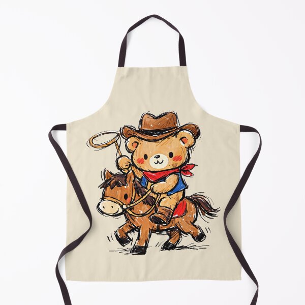 Item preview, Cute Hand Drawn Cowboy Teddy Bear Riding Horse With Lasso Kid Design designed and sold by GogaVibeRe.