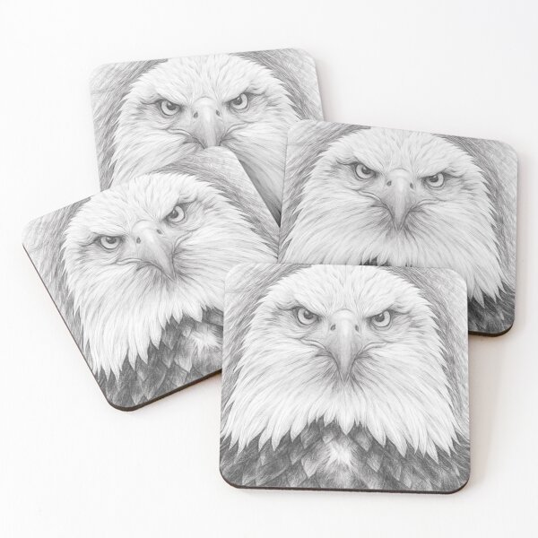 Item preview, Black and White Pencil Sketch of Majestic Eagle – Detailed Wildlife Bird of Prey Art Print designed and sold by Leon Woods Pencil Art.